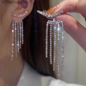 Charm Luxury womens earrings rhinestone edge pendant zircon earrings new shiny wedding declaration party jewelry gifts240408