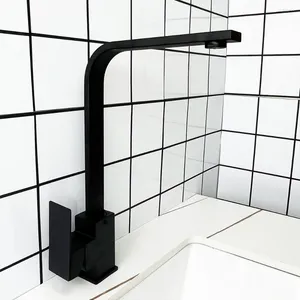 Bathroom Sink Faucets SKOWLL Faucet Deck Mount Vanity Modern Single Handle Basin Mixer Matte Black