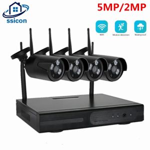 SISTEMA 4CH 5MP CCTV wireless esterno Sistema NVR WiFi Bullet IP Camera di sicurezza Kit di sorveglianza di videosorveglianza