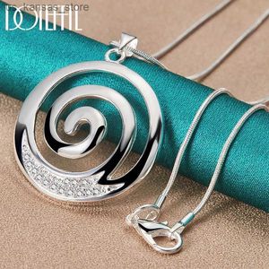 Pendant Necklaces DOTEFFIL 925 Sterling Silver AAA Zircon Round Spiral Pendant Necklace 16-30 Inch Chain For Woman Man Charm Wedding Jewelry240408I487