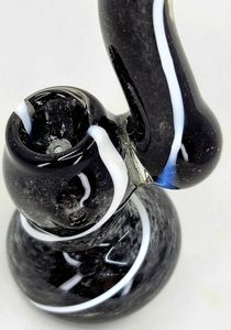 5" inch BLACK WHITE Glass Bubbler Tobacco Bong Hookah Water Pipe Carb + SCREENS
