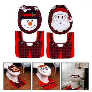 Bath Mats 2 Sets Toilet Floor Mat Cover Protective Closestool Protector Xmas Ground Decor Seat Elder