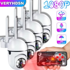 Kameror 1080p 4st utomhuskamera CCTV IP WiFi Surveillance Camera Watertisect Security Protection Wireless Home Monitor Track Alarm 360 °