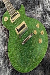 Custom Shop 1959 Big Sparkle Green Grow Gold Top Green Electric Mahogany Body Zebra Pickups Tuilp Tuners Chrome Hardware9398887