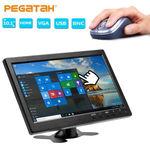 Anzeige Pegatah 10.1inch LCD HD PC Monitor Mini TV -Computer Anzeige 2 Kanal -Videoeingang Tragbarer Sicherheitsmonitor mit Lautsprecher