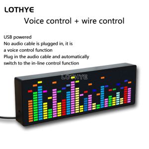 アダプターLED Music Spectrum Rhythm Display RGB電子時計音声アクティブ化されたカーオーディオレベルインジケーターVUメーター雰囲気ランプ