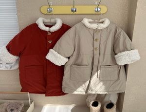 Autumn and winter new Korean children039s cotton padded long plush warm coat7032347