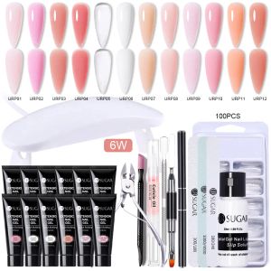 Kits ur Zucker UV Gel Kit 15ml Nagelverlängerung Set Slip -Lösung Aufbau Maniküre Set Acrylnagelkunstwerkzeug Design Tarnung Hartgel Hartes Gel