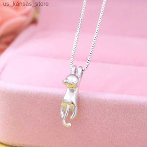 قلادة قلادة 925 Sterling Silver Cat Prendants Womens Neck Necklace Quality Quality Jewelry Gift Female Freem