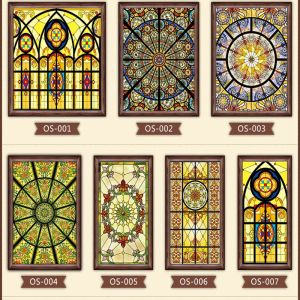 Films Custom size electrostatic frosted stained glass window film church foil door stickers PVC dropshipping window stickers