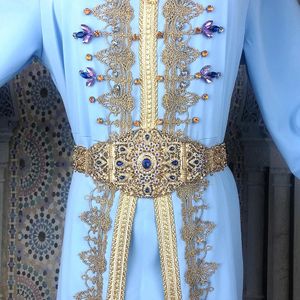 Neovisson Algieria Wysokiej jakości 18 -karatowy złoty pasek kolorowy dla kobiet Suknia ślubna łańcuch talii ulubiony prezent 240401