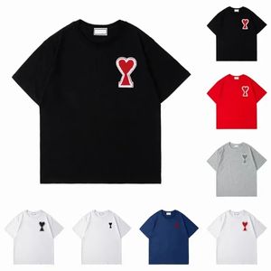 Amis Mens T 셔츠 디자이너 유럽 프랑스 고급 문자 그래픽 자수 로고 패션 남성 짧은 슬리브 Tshirt 여성 의류 캐주얼면 티