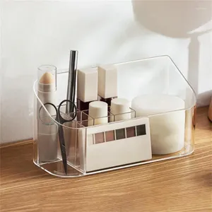 Storage Boxes Non-slip Cosmetic Display Stand Mirror Cabinet Box Makeup Kit Grid Design Compartment Finishing Simple