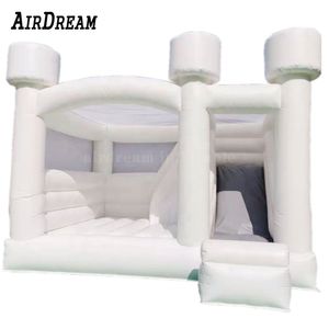 Castello di rimbalzo bianco gonfiabile commerciale in PVC durevole con pista da salto di salto di slide Castello Bouncy Bouncy Cast Shumper incluso Blower Air Air Fun001