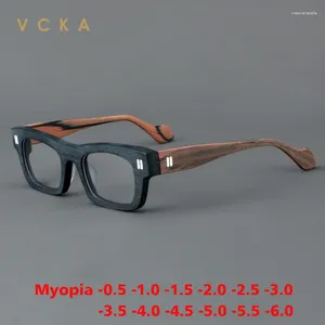 Солнцезащитные очки vcka ацетатные очки миопии рама для мужчин квадрат рецепт оптические очки пользовательские женщины роскошные ретро -очки -0,5 до -6.