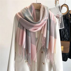 Scarves Warm Cashmere Blanket Women Travel Winter Scarf Fashion Plaid Pashmina Thick Shawl Wraps With Tassel Casual Bufanda Poncho