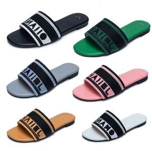 Pary projektant slajdów damskie haftowane sandały z tkaniny letni plaż