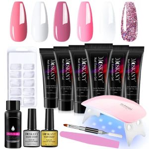 Satser Ny full nagelgel set med 6W LED -lampspikuppsättning för nybörjare nagel tips konst 3d design dekoration förlängnings manikyrverktygssats