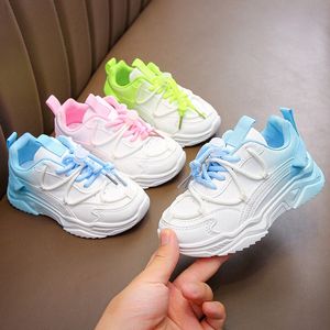 Barn sneakers casual småbarnskor barn ungdomar sport löpskor läder pojkar flickor atletisk utomhus barn sko rosa grön blå storlek eur 26-36 r79o#