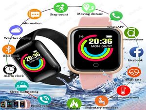 Armbandsur 2021 smarta klockor y68 män kvinnor smartwatch cardio blodtryck hjärtfrekvens övervakning vattentät d20 armband relog8392868