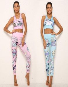 Donne Stampare Cartoon Banana Boom Running Yoga Suit Sports Sports High Waist Fitness Pants Harajuku Sports Set Gym Workout Clothes 2012252083