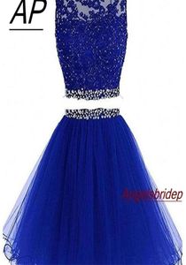 Två stycken 1960 -talets High Neck Homecoming Dresses Sexig ihålig bakpärlor Tulle Short Cute Cute 8th Class Graduation Dresses Plus Size Size 2017010742