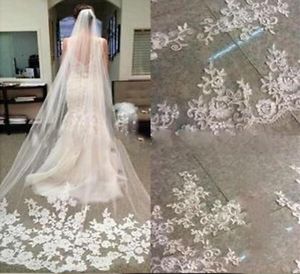 Bridal Veils Appliques Wedding Veils Lace Cathedral Length Trailing Soft Yarn Luxury Lace Appliques Edge Bridal Accessorie1708638