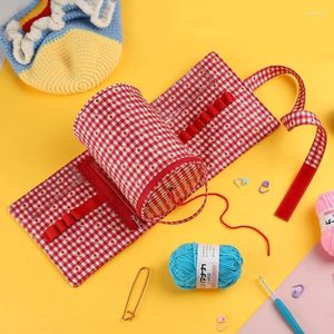 Storage Bags Round Knitting Bag Yarn Tote Crochet Organizer Accessories Set DIY Tools Daisies Pattern