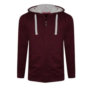 Высококачественный лучший дизайн Men Обычный Fit Maroon Color Basic Blank Zip Up up up up for sale с струнами