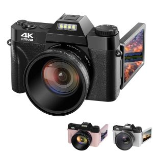 Adaptadores 4K Câmera digital de altadimição 3 polegadas 48MP 16x Digital Zoom Flip Screen Auto Focus for Photography no YouTube, Lente Externa