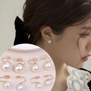 Orecchini schienali clip di perle su orecchini da donna coreano non trafitto francese finto perforare a orecchietto semplice