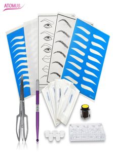 Microblading Learner Kits for Eyebrow Tattoo Permanet Makeup Beauty with14Pin Needle Blade 5 Practise Skin1 Deep Coffee Paste4061364