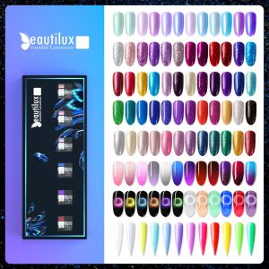 Jel Beautilux Glitter Nail Jel Lehçe Kiti 6pcs/Set X10ml Denizkızı Platin Platinum Rainbow Chameleon Yarı Kalıcı Tırnaklar Sanat Vernik Lot