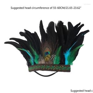 Hårklämmor Barrettes Temperament Pannbandsflicka Peacocks Feather iögonfallande hårband för karnevaler Drop Leverans smycken Hårhår DH3ID