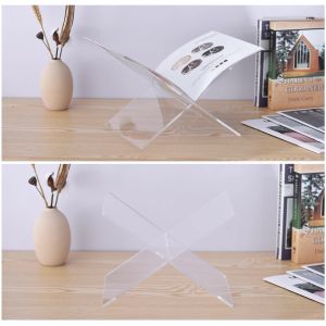 Acrylic Book Stand Displaying Shelf X-Shaped Book Rack for Cookbook Recipe Menu Magazines Storybook Holder for Opening Books