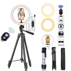 Slippers Dimmable Led Photography Ring Light Bluetooth Phone Camera Ring Lamp with Tripod for Makeup Video Live Ringlight Tik Tok Youtube