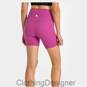 Ll yoga shorts sömlös anpassa kvinnors sport hög midja 3-poäng byxor som kör fiess gym underkläder träning leggings inuti fickan