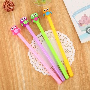 24 pcs Cartoon jelly color silicone head gel pen cute learning stationery owl creative signature pen manufacturers 240401