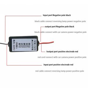 12V DC Power Relay CaPacitor Filter Rectifier för bilens bakre siktkamera Auto bil Eliminera störningar i bilkameran