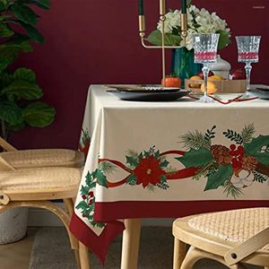 Table Cloth Christmas Day Printed Stain Resistant Polyester Rectangular Holiday Tablecloth For Dining Kitchen Picnic