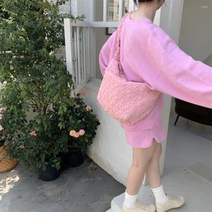 Evening Bags Bubble Pleated Shoulder Bag Fashion Solid Color Large Capacity Messenger Drawstring Polyester Dumpling Crossbody Women