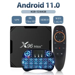 Box x96 Max Plus Ultra Smart TV Box AV1 HDR 10+ Android 11.0 Ustaw górne pole 4GB 64GB Multi Język 2.4G 5G WIFI Media Player Odtwarzacz multimedialny