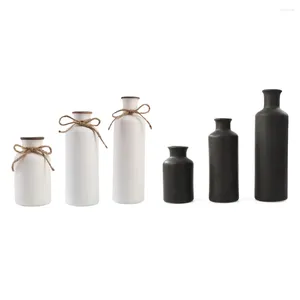 Vasos vaso cerâmica preto para casa sala de estar decoração de mesa de quadro nórdica simples 3pcs criativo criativo branco durável branco