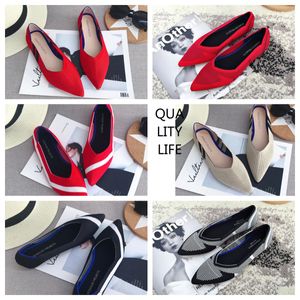 2024 New Flat bottomed pointed ballet black soft soled knitted maternity womens boat shoe casual and comfortable