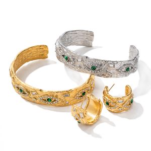 Tom de ouro da bracelete da moda e aço elegante punho de punho de botão Presentes de jóias Mulheres
