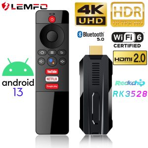 Caixa Lemfo ATV Android 13 Smart TV Stick Mini Chipset RK3528 4K 8K HDR WiFi6 2GB RAM 16GB ROM HDMI Media BT5.0 2023 Assistente de voz