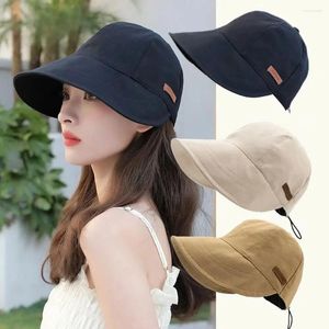 Berets 2024 Foldable Wide Brim Sun Hat Drawstring Adjustable Caps For Men Women Beach Hats Summer Quick-drying Visors Fisherman Cap