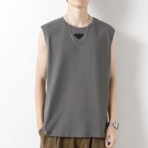 Men's Tank Tops Cotton Sleeveless T Shirt Designer Triangle Logo Sexy Off Shoulder Vest Summer Casual Mens Clothing Loose Breathable Gym Fitness Male Sportswear
