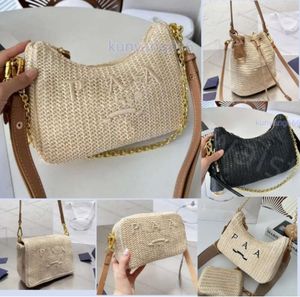 Woman Straw Bags Nylon shoulder bags Hobos Handbags Chain Purses Designer Crossbody Baguettes Lady Small Totes 5531ess