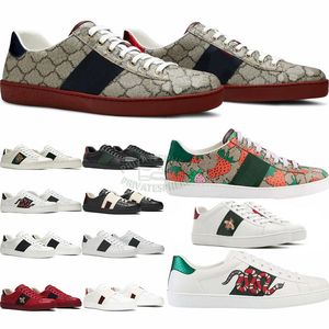 Designer feminino Men Plataforma de moda Sapatos casuais Ace Sneakers Snake Tiger Ace Bee Bordado listras bordadas Bordas Black White Green Shoe Sports Trainers